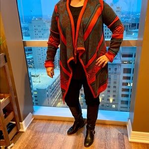 Blue Pepper Womens Cardigan Sweater Long Size Medium Red